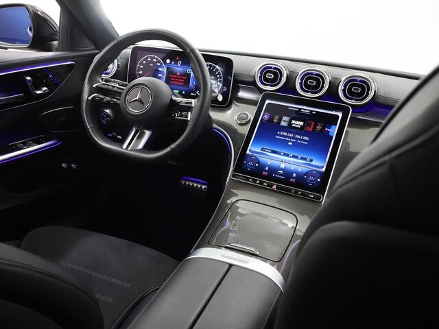 Mercedes-Benz C-KLASSE 300 e AMG Line | Trekhaak | 360 graden camera | Night | Panoramadak | Digital Light | Memory stoelen |