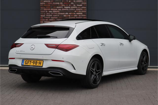 Mercedes-Benz CLA-KLASSE Shooting Brake 250 e AMG Line Aut8 | Facelift | Panoramadak | Distronic+ | Memory | Verwarmd Stuuwiel | Leder | HUD | Sfeerverlichting | Augmented Reality | Surround Camera | Keyless Go |