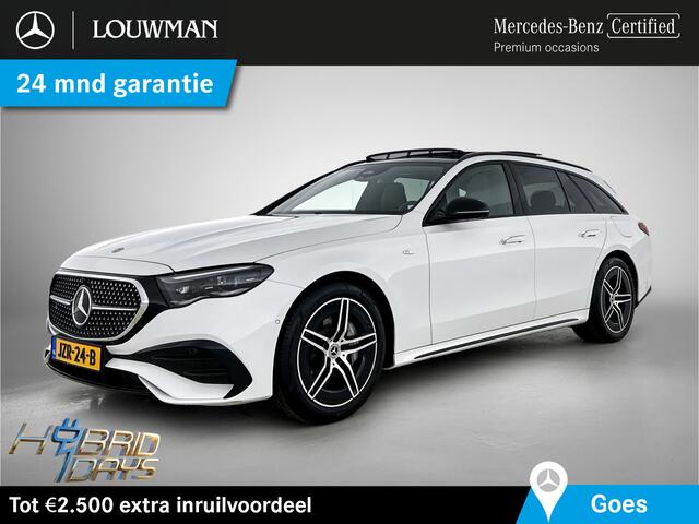 Mercedes-Benz E-estate 300 e AMG Plug-In Hybride AMG | Night Pakket | Panorama Schuif-Kanteldak | MBUX Superscreen | Trekhaak | Stuur en Stoelverwarming. Inclusief 24 maanden Mercedes-Benz Certified garantie voor Europa.