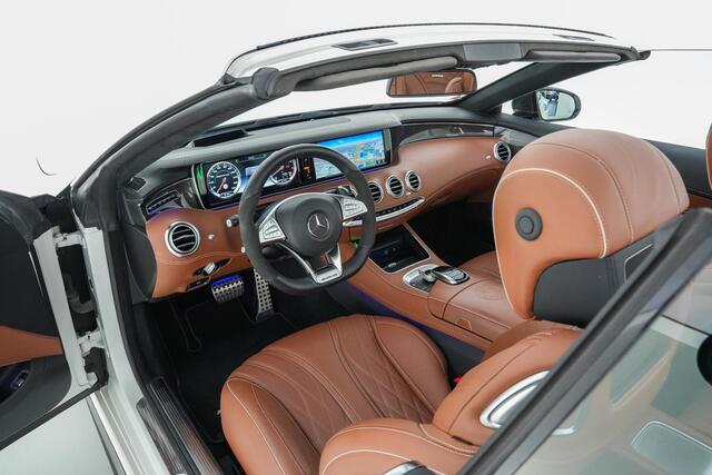 Mercedes-Benz S-KLASSE S63 AMG Cabrio 585pk 4Matic |dealer onderhouden|Carbon exterieur|Burmester High end|drivers package|luchtvering|Air scarf|nightvision|massage|memory|Carbon interieur|HUD|360 camera|