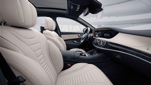 Mercedes-Benz S-KLASSE 560 4Matic Lang Premium Plus | Burmester | Beige leer | Executive pakket | Entertainment achter | AMG | Panoramadak |