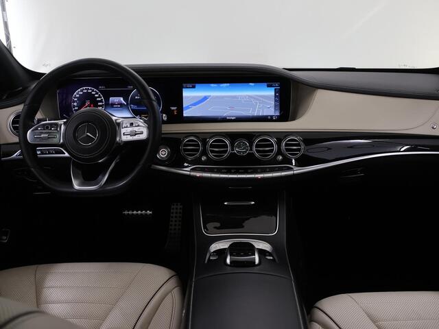Mercedes-Benz S-KLASSE 560 4Matic Lang Premium Plus | Burmester | Beige leer | Executive pakket | Entertainment achter | AMG | Panoramadak |