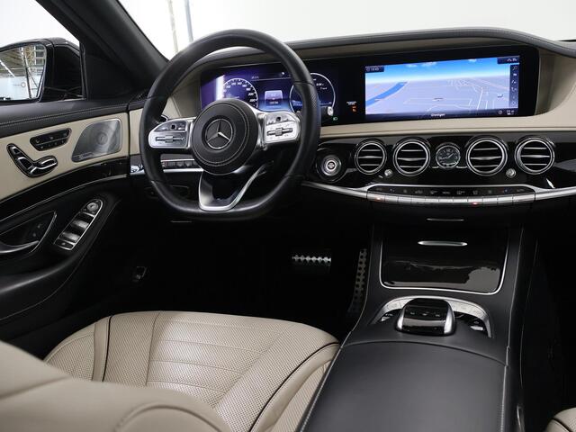 Mercedes-Benz S-KLASSE 560 4Matic Lang Premium Plus | Burmester | Beige leer | Executive pakket | Entertainment achter | AMG | Panoramadak |