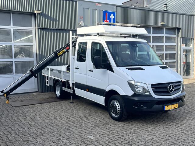 Mercedes-Benz SPRINTER 514 CDI 366 Hiab Laadkraan 018T Trekhaak 3500kg Airco 6 persoons uitvoering Open laadbak Pick-up Euro 6 Verkeersbord Actiebord Pijlenbord Bakwagen P-up Tachograaf 1e eigenaar ex gemeente
