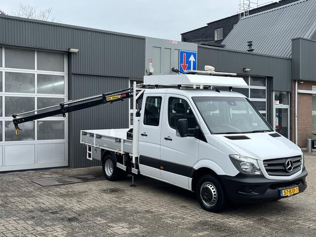 Mercedes-Benz SPRINTER 513 CDI 366 Hiab Laadkraan 018T Trekhaak 3500kg Airco 6 persoons uitvoering Open laadbak Pick-up Euro 6 Verkeersbord Actiebord Pijlenbord Bakwagen P-up Tachograaf 1e eigenaar ex gemeente