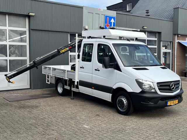 Mercedes-Benz SPRINTER 514 CDI 366 Hiab Laadkraan 018T Trekhaak 3500kg Airco 6 persoons uitvoering Open laadbak Pick-up Euro 6 Verkeersbord Actiebord Pijlenbord Bakwagen P-up Tachograaf 1e eigenaar ex gemeente