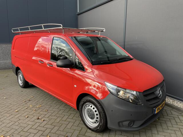 Mercedes-Benz VITO 114 CDI Extra Lang Airco - Cruise control - Navi full map - A-uitrijcamera - MF-Lederen stuurwiel - Trekhaak - Lendesteun - Bedrijfswageninrichting Sortimo - Zijschuifd.R - Tussenschot V - Imperial met trap