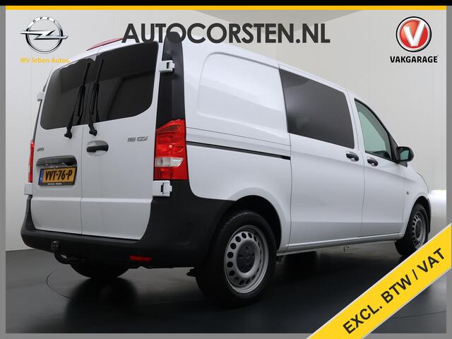 Mercedes-Benz VITO 116CDI Automaat Trekhaak Navi Ecc Cruise Control Euro 6 Camera Bluetooth Sortimo Kasten Stoelverwarming Cruise Control Pdc Lane Assist Betonplex Vloer Schuifdeur Achterdeuren Licht-/regensensor Zijwind assistent 1e Eigenaar 2.500KG Trekgewicht