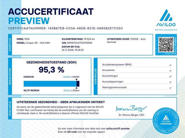 Mini Electric Mini Classic 33 kWh SOH 95.3 %!! - ORIGINEEL NEDERLANDSE AUTO - AUTOMATISCHE AIRCO - APPLE CARPLAY/ANDROID AUTO - KEYLESS START - LED KOPLAMPEN - CRUISE CONTROL - LICHTMETALEN VELGEN - MULTIMEDIAVOORBEREIDING - 3 FASE LADEN