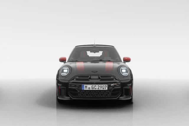 Mini John Cooper Works Cabrio JCW | Pakket XL | Sport stripes en spiegelkappen Chili Red | 17" JCW Sprint Spoke Black