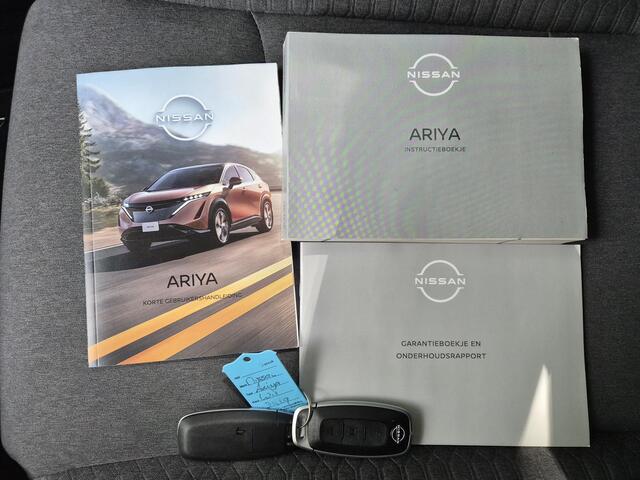 Nissan Ariya Advance 91 kWh / SOH 100% / Fabrieksgarantie tot 04-2028 / All season banden / CCS snelladen / Head Up Display / Elektrische achterklep / Warmtepomp / Stuur- Stoel & Voorruit verwarming / Rondomzicht camera / Adaptief cruise control / Bose Audio Systeem /
