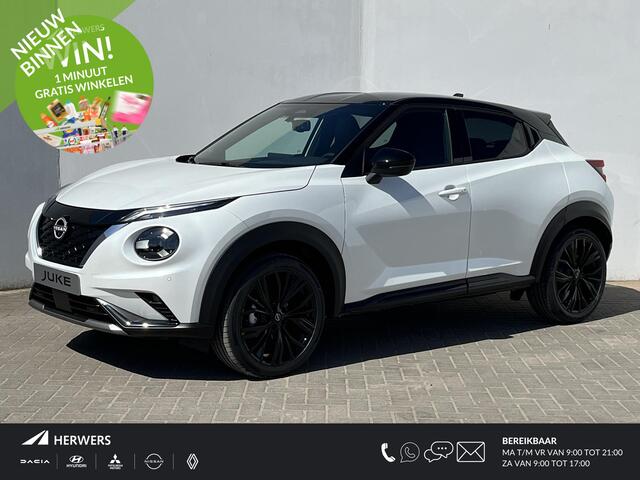 Nissan JUKE 1.6 Hybrid N-Sport Automaat / ** ¤4.250,- KORTING ** / Nieuw uit voorraad leverbaar! / Cold Light- en Technology Pack / 360° Camera / Apple Carplay & Android Auto / Keyless Entry & Start / Navigatie full map /Adaptieve Cruise Control / DAB Radio