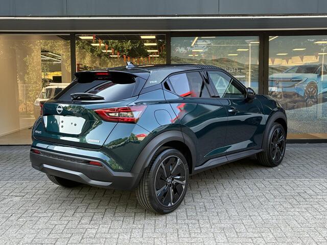 Nissan JUKE 1.6 Hybrid Pulse FAP aero velgen NIEUW UIT VOORRAAD LEVERBAAR | Bose geluidsinstallatie | Lederen bekleding | Parkeersensoren voor- en achter | Adaptieve Cruise Control | Apple CarPlay & Android Auto | Climate Control | 10 jaar fabrieksgarantie