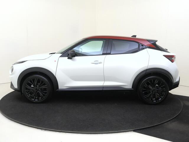 Nissan JUKE Hybrid 143 6AT Red-line Edition 143PK | Rijklaarprijs! | Limited Edition 1 of 25 | Rode Details | BOSE Audio | Adaptieve Cruise Control | 360 Camera | Stoel,- Stuur en Voorruitverwarming | 19'' Inch Zwarte Velgen | Zwart Leder Interieur | Apple CarPlay & Android Auto | Nieuw uit voorraad leverbaar!