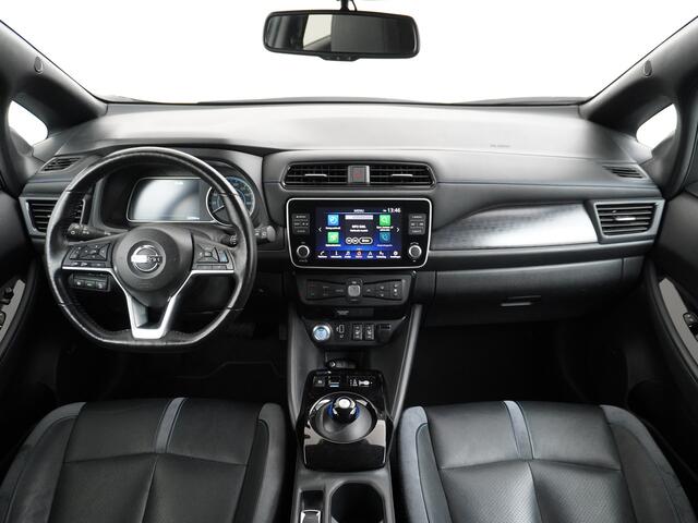 Nissan LEAF e+ Tekna 62kWh 218PK Leder Adpatieve Cruise Bose-Sound Navi 360°Camera Apple Carplay Android Auto Stuur+Stoelverwarming v+a Keyless File assistent Pdc Led Bluetooth DAB Dodehoek Detector Privacy Glas Rijstrooksensor met correctie Verkeersbord detectie Two
