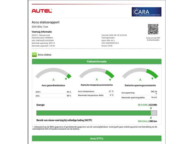 Nissan LEAF e+ N-Connecta 62 kWh / Dealer onderhouden / Accu SoH 95 % / WLTP 395 km stad 573 km / ChadeMo snel laden / Camera 360° / Navigatie / Adaptieve CC / Stuur-, stoel- & achterbankverwarming / 17" LM wielen /