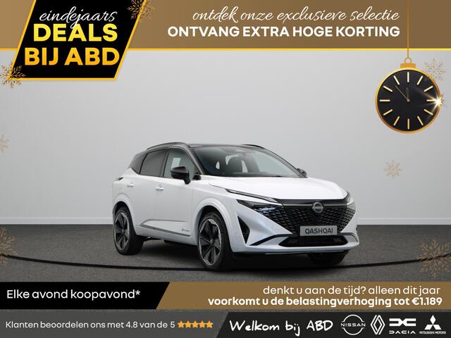 Nissan QASHQAI e-Power 190 1AT N-Design + Panoramisch glazen dak + Cold Pack | 12.3" TFT digitale cockpit | Audiosysteem met DAB, Apple Carplay & Android Auto, USB-aansluiting, stuurwielbediening en 6 luidsprekers | Blind Spot Warning & Intervention (BSW + BSI)