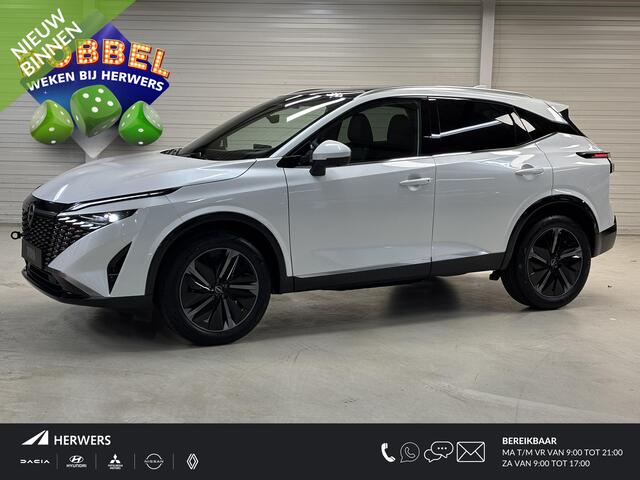 Nissan QASHQAI 1.3 MHEV Xtronic Tekna / *** ¤7000,- Nissan Eindejaarskorting! *** / Nieuw uit Voorraad Leverbaar / 1800 KG Trekgewicht / Panoramadak / Cold Pack / Bruin Interieur /