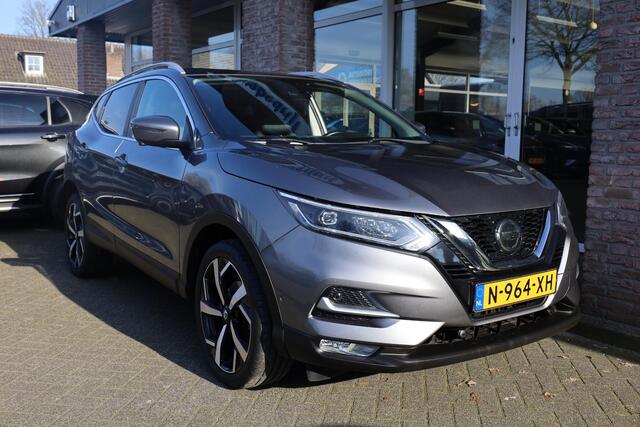Nissan QASHQAI 1.3 DIG-T Tekna 360-CAMERA PANO CARPLAY DAB RUIT+STOELVERW. 19"LMV HALFLEER NAVI CRUISE 2xPDC CLIMA DODEHOEKSENSOR ENZ!