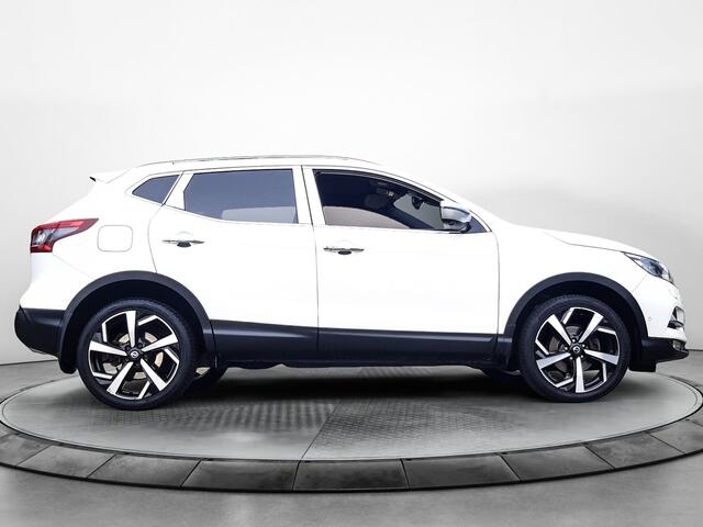 Nissan QASHQAI 1.3 DIG-T Tekna + (160 PK) Keurig-Onderh. BOVAG-Garantie. Panoramadak, Sportstoelen-Leer-Verwarmd, Navigatie/Apple-Carplay/Android-Auto, Keyless-Entry, Premium-Audio, Rondom-Zichtcamera, Privacy-Glas