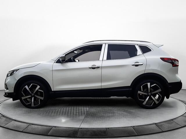 Nissan QASHQAI 1.3 DIG-T Tekna + (160 PK) Keurig-Onderh. BOVAG-Garantie. Panoramadak, Sportstoelen-Leer-Verwarmd, Navigatie/Apple-Carplay/Android-Auto, Keyless-Entry, Premium-Audio, Rondom-Zichtcamera, Privacy-Glas