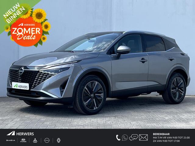 Nissan QASHQAI 1.3 MHEV Xtronic Tekna Automaat / ¤4.000,- Nissan Voorraadvoordeel / NIEUW uit voorraad leverbaar! / Panoramadak / Googlemaps Navigatie / HUD / 360° Camera / Elektrische Achterklep / Stuur- en Stoelverwarming voor / Voorruit Verwarming / Elektrische Verst