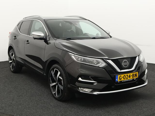 Nissan QASHQAI 1.6 Tekna + Airco, bluetooth, cruise control, dakrails, dode hoek detectie, hill hold functie, keyless entry, verwamtvooruit, stuur multifunctioneel, vermoeidsheidserkkening, bord detectie, rijstrooksens Trekhaak 1500 KG 164 PK Ben je op zoek naar een com