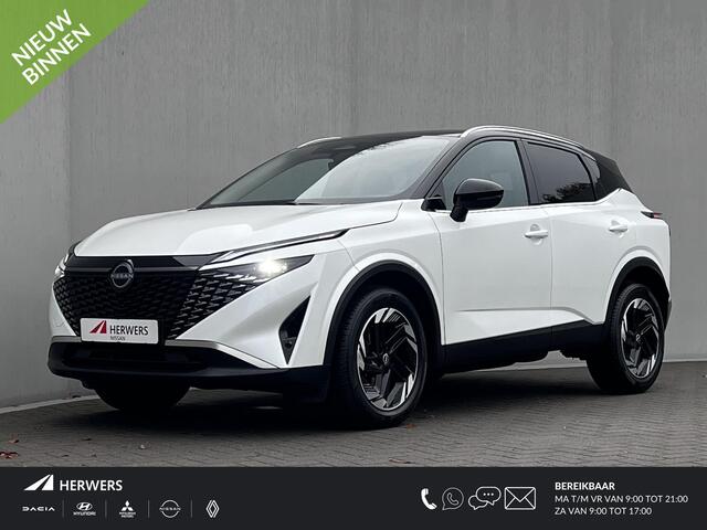Nissan QASHQAI 1.3 MHEV Xtronic N-Connecta / Fabrieksgarantie tot 03-2028 / Facelift Nieuw Model / Cold Pack / HUD / Trekgewicht 1800 kg / Stuur-, Stoel en Voorruit verwarming / Elektrische achterklep / Camera 360° / Adaptief CC / Apple Carplay Android Auto /18" LM wie