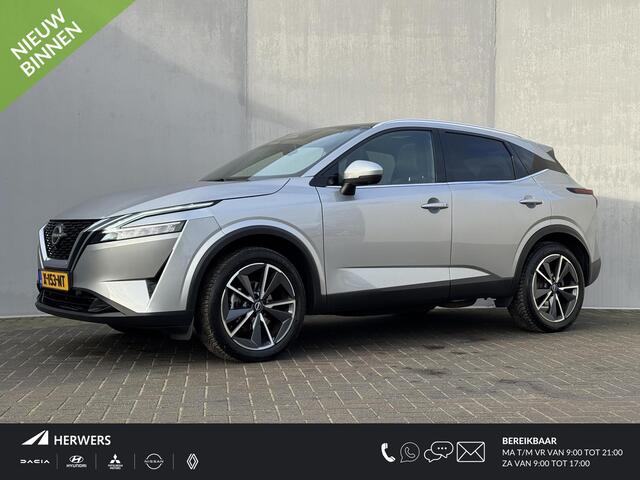 Nissan QASHQAI 1.3 MHEV Tekna / Trekhaak (Trekgewicht 1.400kg) / Dealeronderhouden / Panoramadak / Adaptieve Cruise Control / Stoelverwarming / Stuurverwarming / Voorruitverwarming / Apple Carplay & Android Auto /