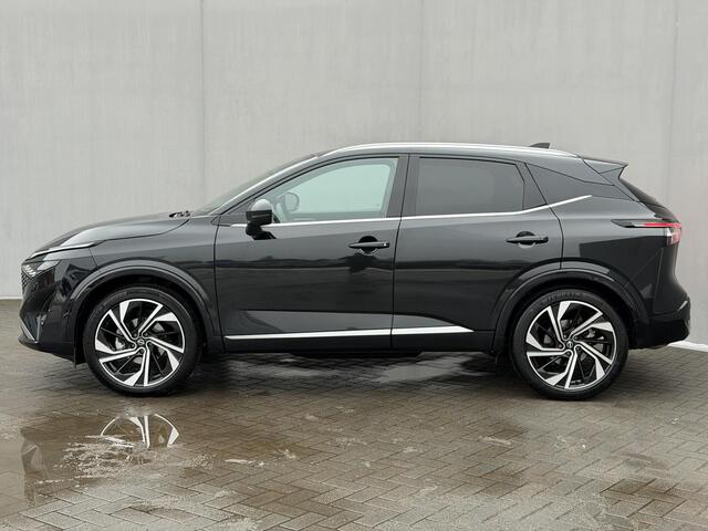 Nissan QASHQAI 1.3 MHEV Xtronic Tekna Plus / Fabrieksgarantie tot 03-2028 / Panoramadak / HUD / Trekgewicht 1800 kg / Elektrische achterklep / Stoel met massage functie / Rondomzicht camera / Stuur-, Stoel en Voorruit verwarming / Bose Audio Systeem / 360 Camera /