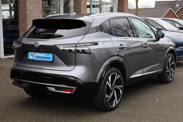 Nissan QASHQAI 1.3 MHEV Xtronic Tekna Plus HUD PANO LEER+ALCANTARA MEMORY ACC PRO-PILOT MASSAGE CARPLAY 360-CAMERA RUIT/STUUR/STOELVERWARMING DAB 20"LMV 2xKEYLESS ELEK.KLEP DODEHOEK/VERKEERSBORDDETECTIE ENZ.
