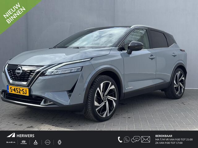 Nissan QASHQAI 1.5 e-Power Tekna Plus / Panoramadak /Apple Carplay & Android Auto / 360° Camera / Keyless Entry & Start / Navigatie full map / Stuur- en Stoelverwarming / Voorruitverwarming / Climate Control / Adaptieve Cruise Control / Elektrisch Verstelbare Voorstoele