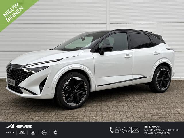 Nissan QASHQAI 1.5 e-Power N-Design / ** ¤ 3.500 Voordeel ** Nieuw uit voorraad leverbaar ** / Panoramadak / Stoel- en Stuurverwarming / Verwarmde Voorruit / Leder/Alcantara Bekleding / Google Maps Navigatie / 360 Graden Camera / 20 Inch Wielen /