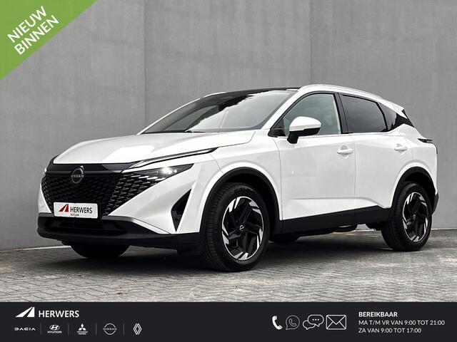 Nissan QASHQAI 1.3 MHEV Xtronic N-Connecta / Facelift Model / Trekgewicht 1800 kg / Cold Pack & Pack Easy / Panorama dak / Head Up Display / Elektrische achterklep / Adaptief CC / Camera 360° / 18" LM wielen All Season banden /
