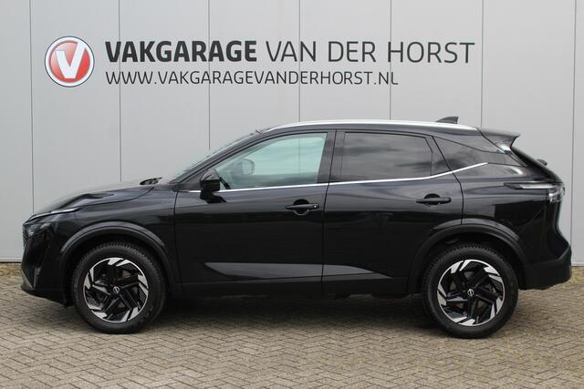 Nissan QASHQAI 1.3-158pk MHEV Xtronic N-Connecta AUTOMAAT ! Trekgewicht 1.800kg ! Navigatie, Cruise Cntrl, Autm. airco dual, Camera 360gr., Stoel- en stuurwielverw., Dodehoek assist, LED verl. etc.