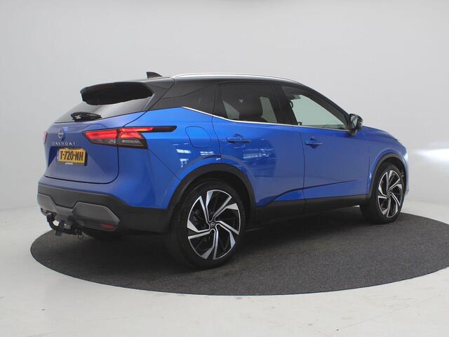 Nissan QASHQAI 1.3 MHEV Xtronic Tekna Plus / Panoramadak / All Seasonbanden / Lederen bekleding / 1ste Eigenaar / NL Auto / Trekhaak / 1800KG Trekgewicht / Bestuurdersstoel Elektrisch met geheugenfunctie / Massage functie / Adaptieve cruise control / Historie aanwezig /