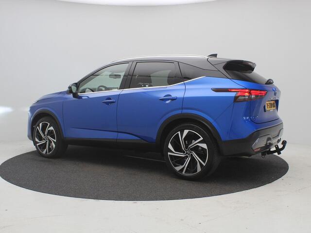 Nissan QASHQAI 1.3 MHEV Xtronic Tekna Plus / Panoramadak / All Seasonbanden / Lederen bekleding / 1ste Eigenaar / NL Auto / Trekhaak / 1800KG Trekgewicht / Bestuurdersstoel Elektrisch met geheugenfunctie / Massage functie / Adaptieve cruise control / Historie aanwezig /