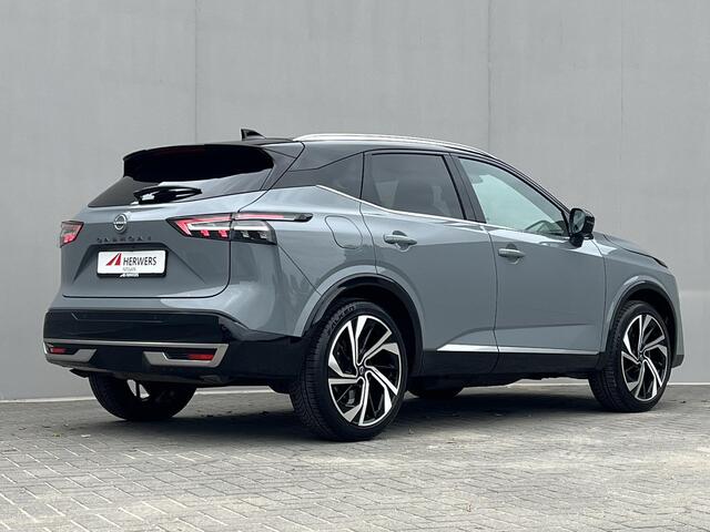 Nissan QASHQAI 1.3 MHEV Xtronic Tekna Plus / Fabrieksgarantie tot 10-2028 / Panorama dak / HUD / BOSE audio / Leder / Stuur- en stoelverwarming / 1.800 kg trekgewicht / Navigatie / Apple Carplay Android / 20" LM wielen & All Season banden /
