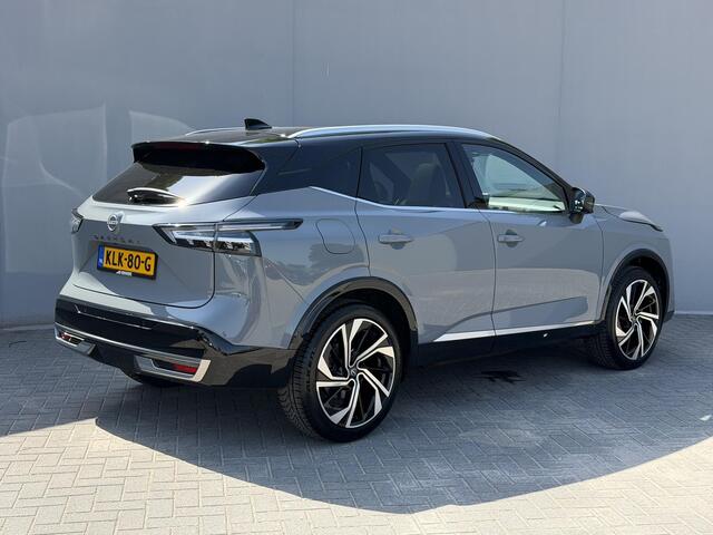Nissan QASHQAI 1.3 MHEV Xtronic Tekna Plus / Fabrieksgarantie tot 9-2028 / Panorama dak / HUD / BOSE audio / Leder / Stuur- en stoelverwarming / 1.800 kg trekgewicht / Navigatie / Apple Carplay Android / 20" LM wielen & All Season banden /