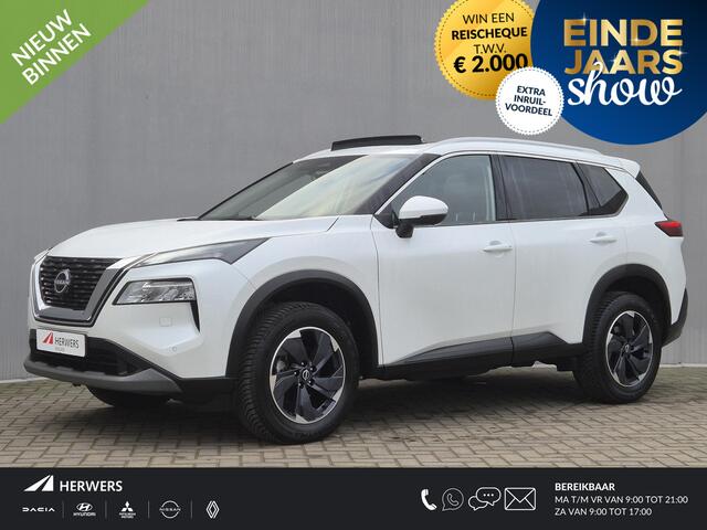 Nissan X-TRAIL 1.5 MHEV 163pk Tekna Automaat / Fabrieksgarantie tot 03-2028<100.000 / 2000kg Trekgewicht / Allseason banden / Elektrische achterklep / Head Up Display / Glazen schuif- en kanteldak / Stuur-, Stoel en Achterbank verwarming /
