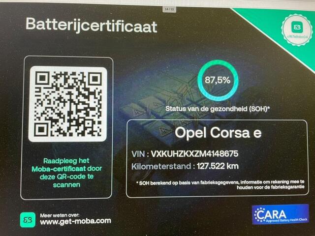 Opel CORSA Elegance 50 kWh - Carplay, Camera, Cruise, Clima, Half Leer, SOH 87,5%