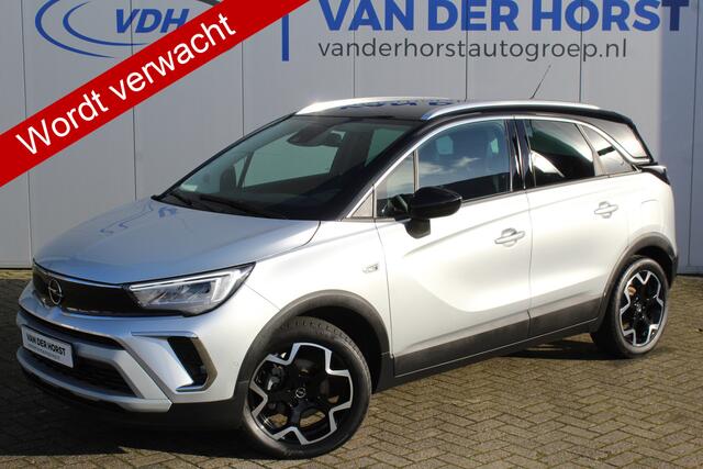 Opel Crossland 1.2-110pk Turbo 'Elegance'. Mooie en luxe hoogzitter met weinig km's ! Volautm. airco dual, cruise control, camera, comfortstoelen, metallic lak, LM wielen, navigatie, telefoonvoorb., lane- en side assist, parkeersensoren v+a, LED verlichting etc.