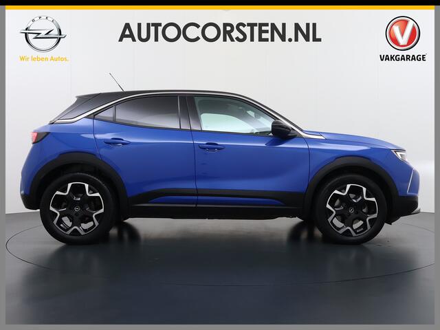 Opel MOKKA Mokka-e Ultimate 50kWh Leer-Stoel+Massage Adap.Cruise Warmtepomp LED-Matrix Navi Ecc 360°CameraTwo-Tone Lak Apple Carplay Android Auto SOH 91% Keyless Stuur-Stoelverwarming Lmv 18" Lane Assist DAB+ Regen-Lichtsensor Zeer compleet! ¤ 42.000 nieuw! Slechts 