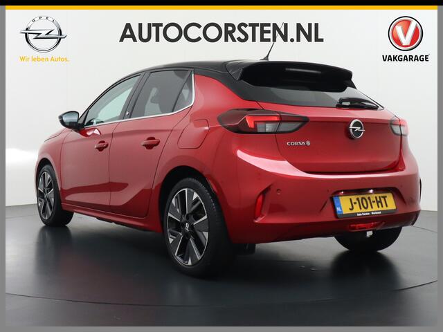 Opel e-Corsa Elegance 50kWh SOH 90% Leder 360°Camera Panoramadak Zwart Dak Navi Ecc Apple Carplay Android Auto Cruise Control Stoel+Stuurverwarming DAB+ Pdc Lmv Led Origineel Nederlandse Auto