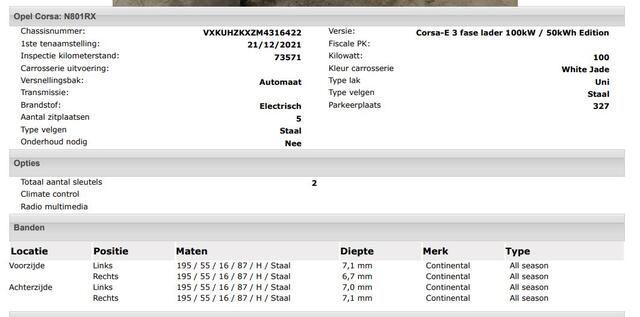 Opel e-Corsa 100kW / 50kWh Edition / SOH 90.6% / Airco-Ecc. / Cruise-ctr. / Apple Carplay Android / Navigatie via Usb / Apk 12-2027
