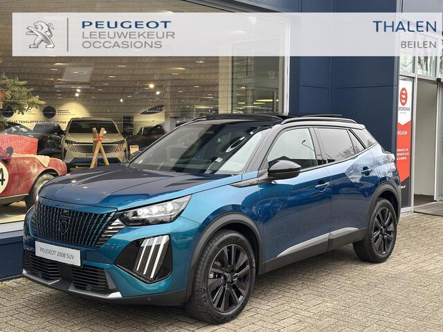 Peugeot 2008 1.2 Hybrid 145 PK GT | Automaat Hybride | DEMO met ¤8.500 Korting | Panorama Schuif-/Kanteldak | Navigatie | 360 Graden Camera | Keyless Entry | Full LED Verlichting | Zwart Dak | Climate Control | 18" Lichtmetalen Velgen Evissa | Sportstoelen | Hoge Zitp