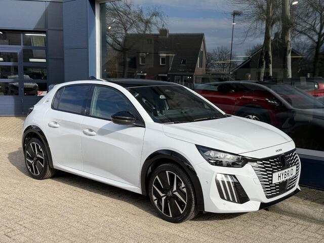 Peugeot 208 1.2 Hybrid 145 e-DCS6 GT Meest Complete Uitvoering! | Panoramadak | Alcantara Stoelen met Verwarming en Massage | Navigatie | Cruise Control | 360 Graden Camera | Full LED Verlichting | 17" Lichtmetalen Velgen | Parkeersensoren V+A |