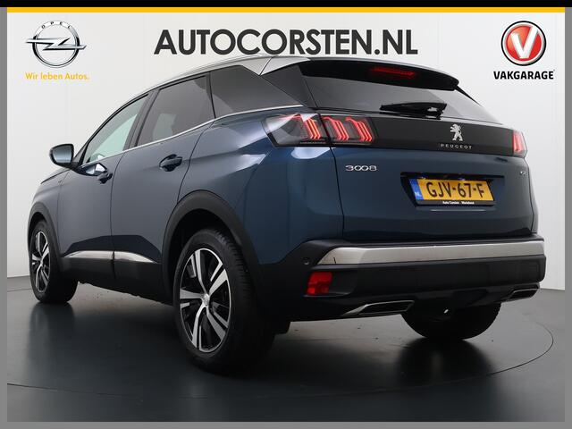 Peugeot 3008 131PK Automaat GT Adap.Cruise Stoelverwarming Elek.Achterklep 3D-Navi 360°Camera Apple Carplay Android Auto Ecc Pdc Privacy Glas Lmv Led Connected-Apps Bluetooth Lane Assist Led Dodehoeksensor Voorzien van All-Season banden