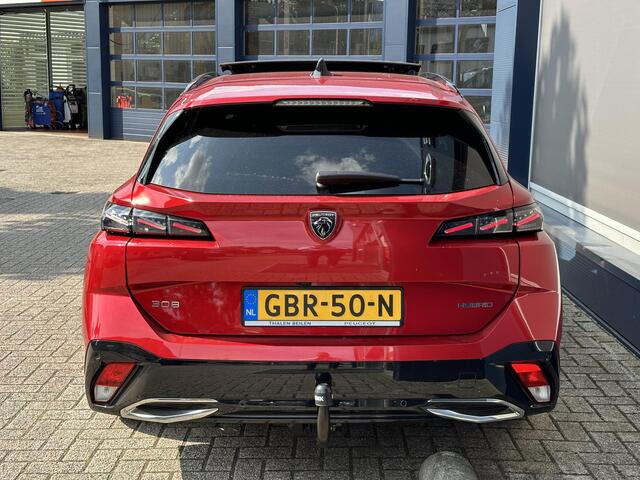 Peugeot 308 SW 1.6 HYbrid 225 GT | Meest Complete Uitvoering ! | Panorama Schuif- / Kanteldak | Trekhaak 1450 KG | FOCAL Audio | Stoelverwarming & Massage | Elektrische Kofferklep | Matrix LED Verlichting | 18" PORTLAND Velgen |