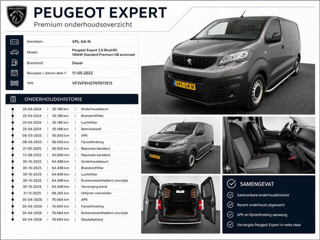 Peugeot EXPERT 2.0 BlueHDI 145 Standard Premium Airco Navi Cruise Control Sidebars PDC VA + Camera DAB+